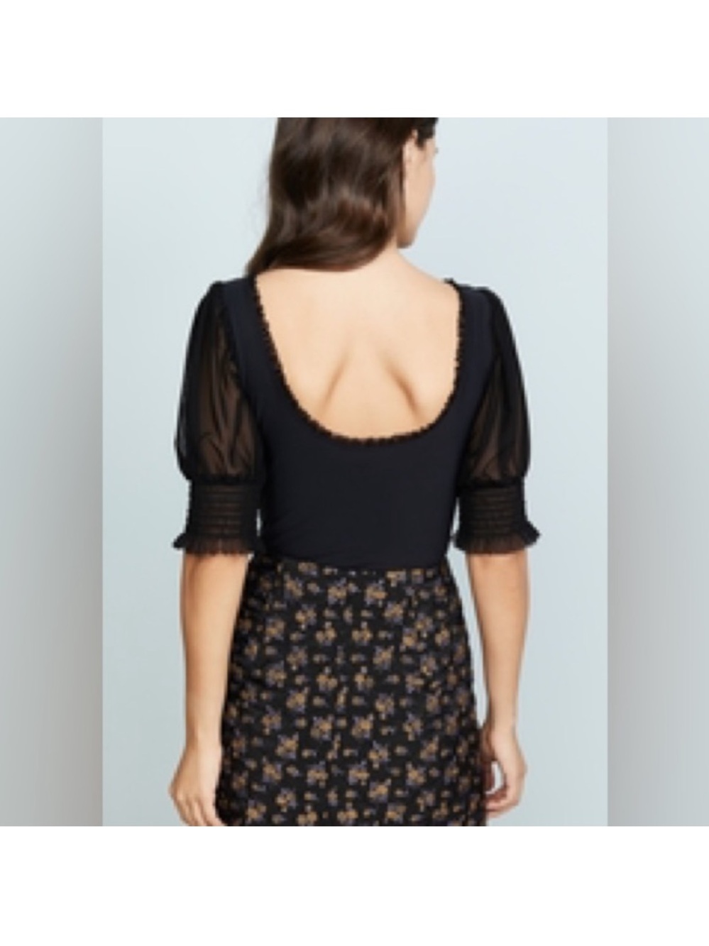 Amanda Uprichard Savoy Puff Sleeve Bodysuit size small sheer sleeve
